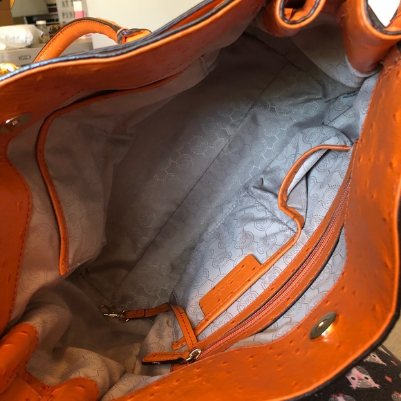 MK Large Orange Ostrich Bag Hamilton - Picture 6 of 8